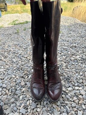 Born Women's Tall Leather Heeled Boots in Dark Burgundy